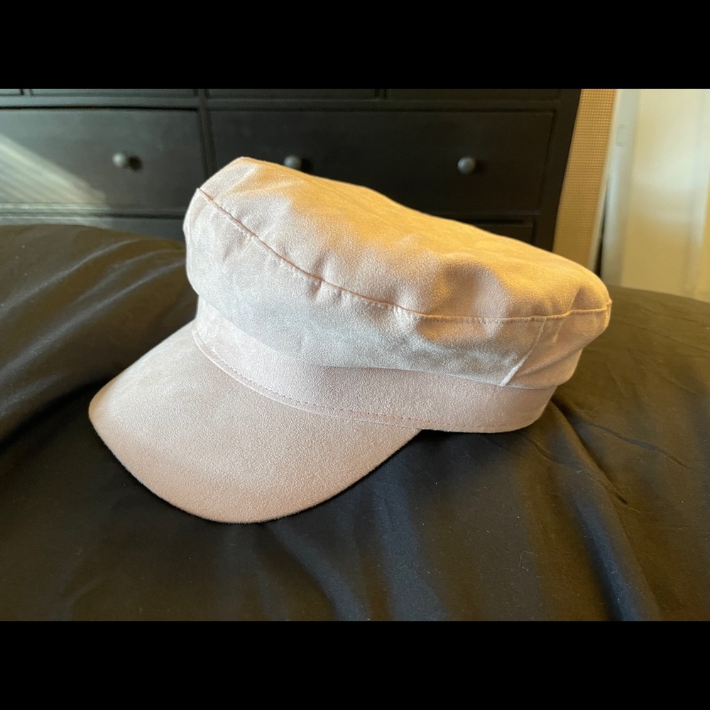 H&M Blush Faux Suede Conductor/Pageboy Hat